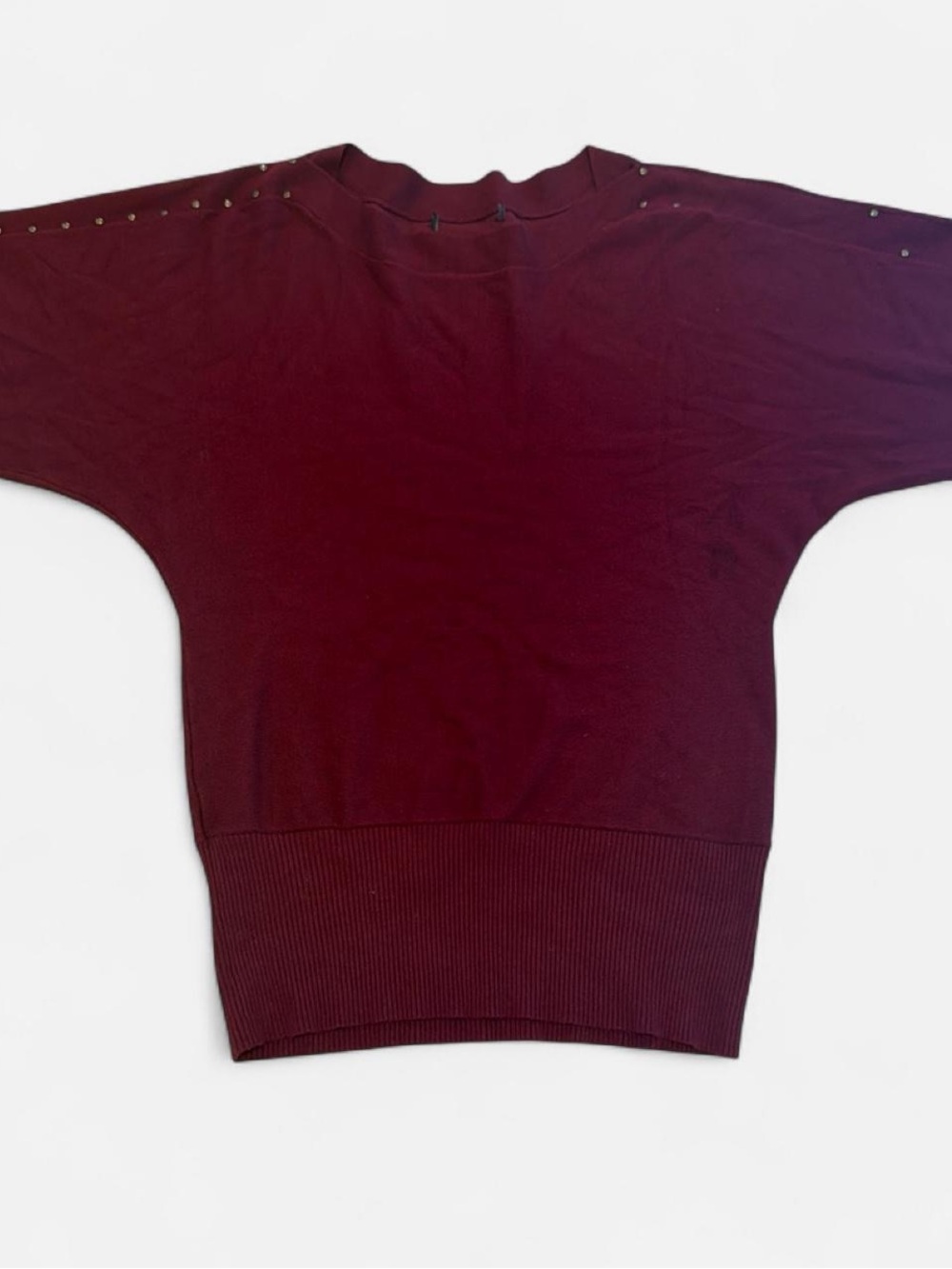 Women’s Burgundy Short-Sleeve Knit Top